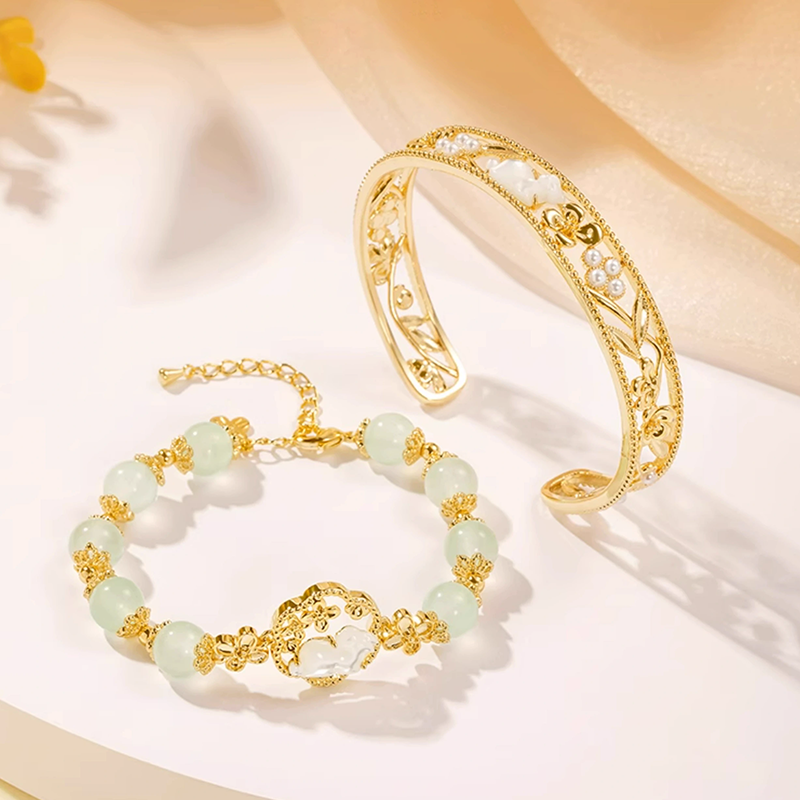 Gold branch Jade rabbit bracelet osmanthus bracelet