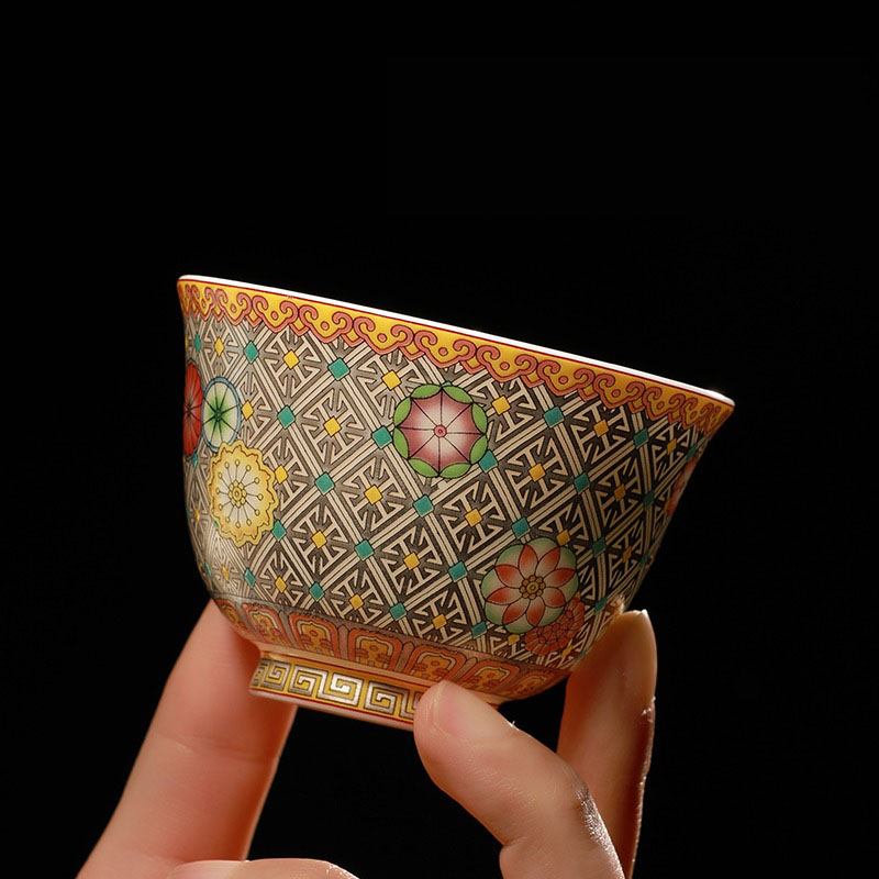 Filigree silver enamel ceramic master cup