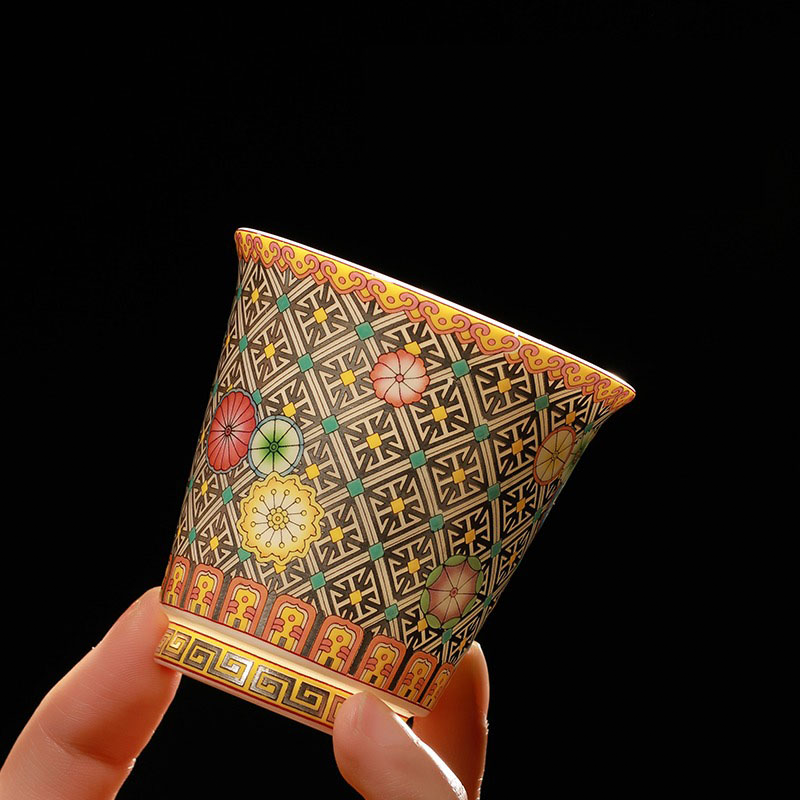 Filigree silver enamel ceramic master cup