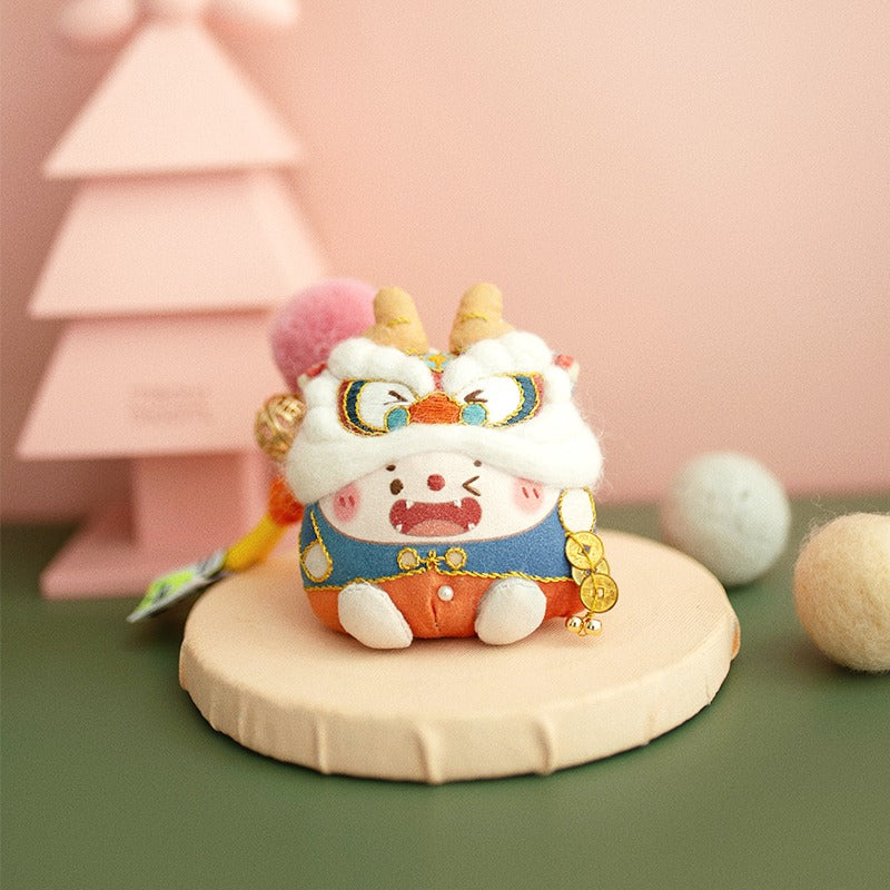 Zodiac lion Dragon rabbit doll embroidery diy material bag