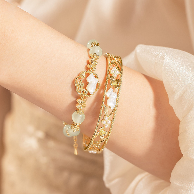 Gold branch Jade rabbit bracelet osmanthus bracelet